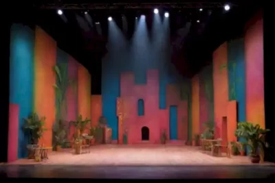 Escenario teatral innovador con estética latinoamericana