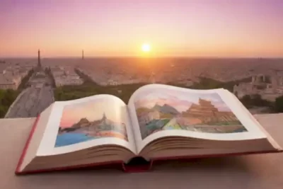 Libro abierto con páginas al viento