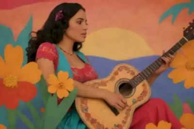 Un carrete de película se desenrolla sobre un paisaje vibrante de América Latina