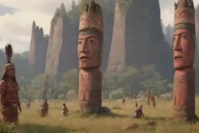 Grupo diverso de personas indígenas en un paisaje natural