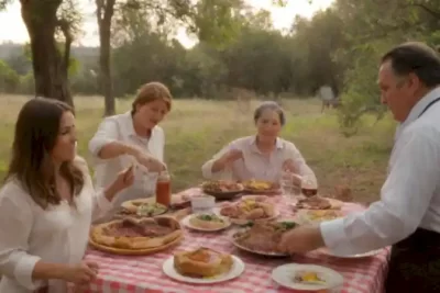 Mesa al aire libre con asado