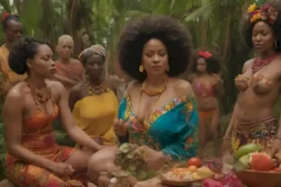 Grupo diverso en un ritual espiritual afro-latino
