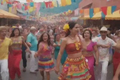 Escena festiva de América Latina con trajes tradicionales