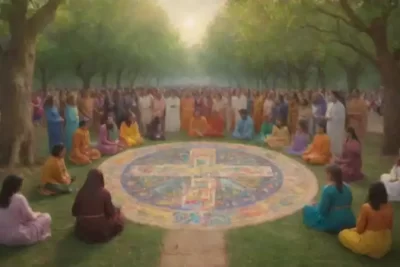 Grupo diverso de personas en un parque