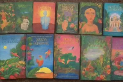 Colección de portadas de libros vibrantes que representan cuentos de escritores latinoamericanos
