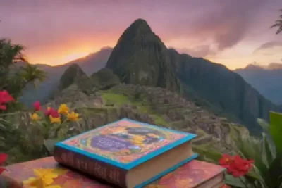 Portada de libro con una pila de clásicos de la literatura latinoamericana