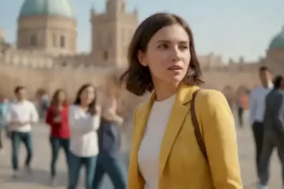 Intercambio de idiomas entre diversas personas en una ciudad vibrante